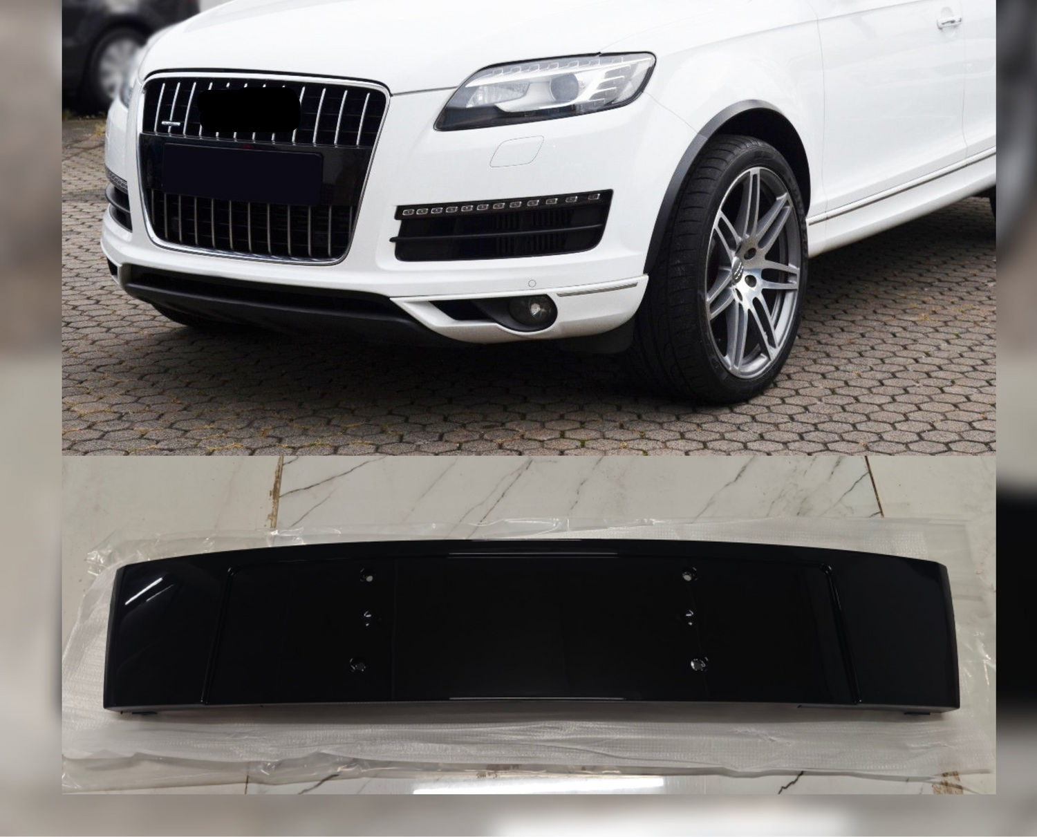 Glossy Black Licence Plate Grill 4L0807285D Compatible With Audi Q7 4L Old Model