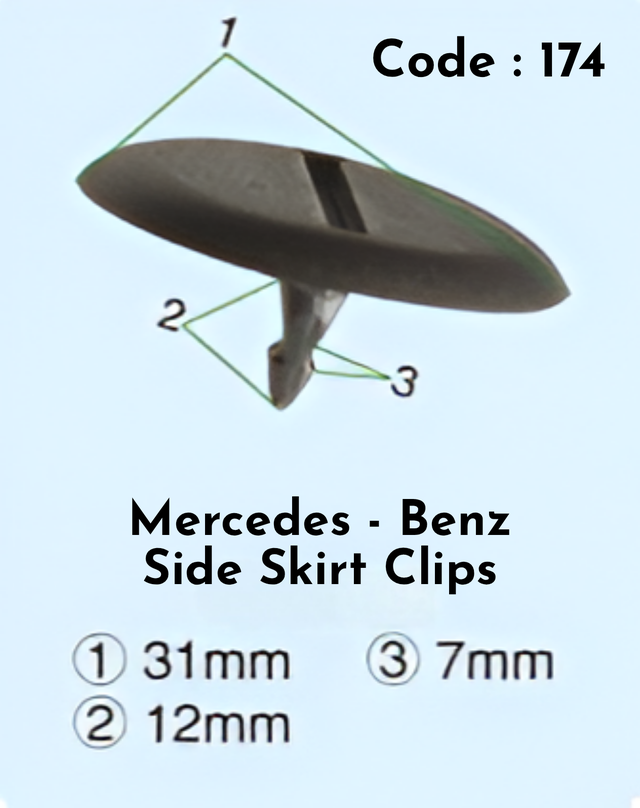 Side Skirt Cips (Set Of 10) Code:174 Compatible With Mercedes Benz