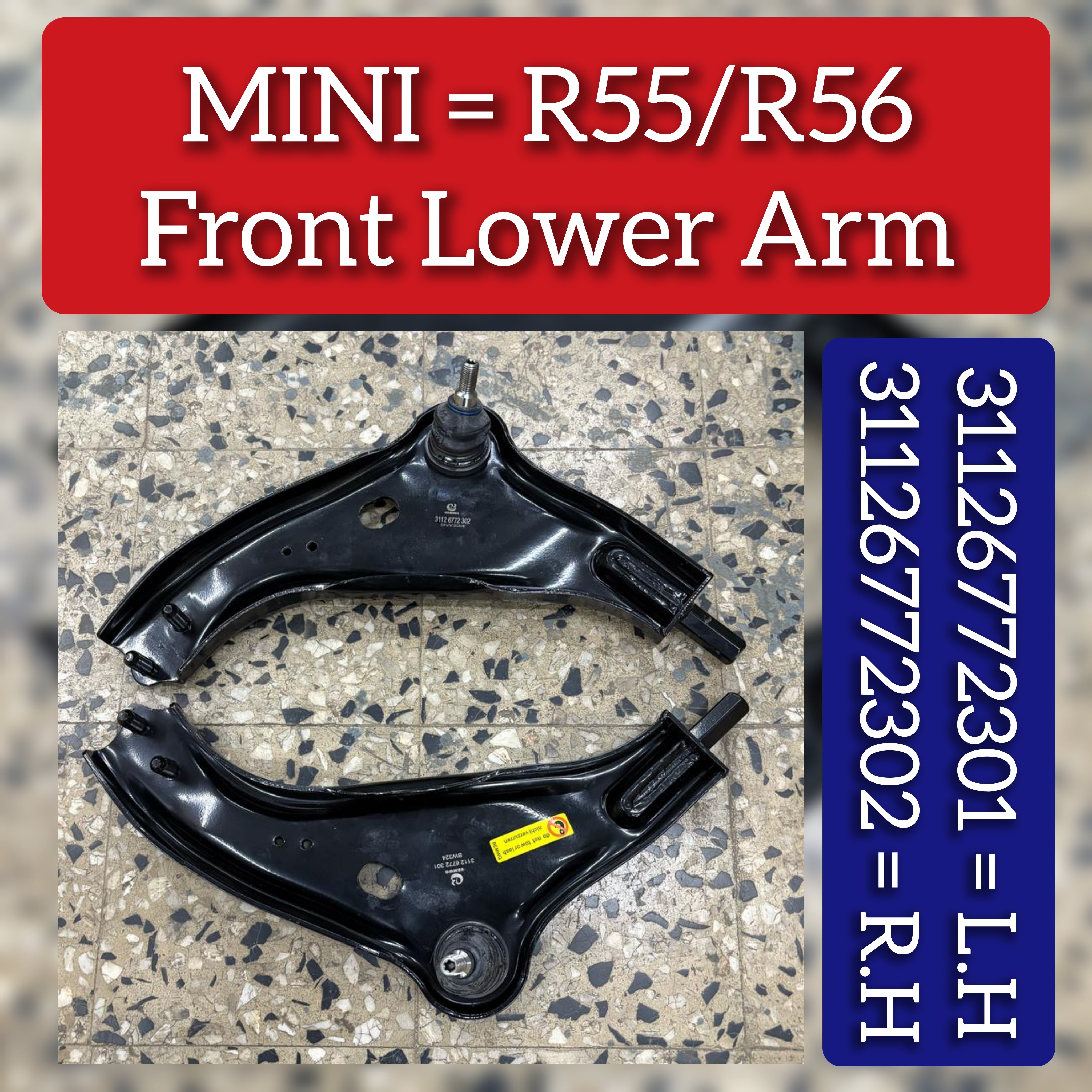 Front Lower Control Arm Without Bush (Set Of 2) Left 31126772301 & Right 31126772302 Compatible with MINI (R56) & MINI Convertible (R57)