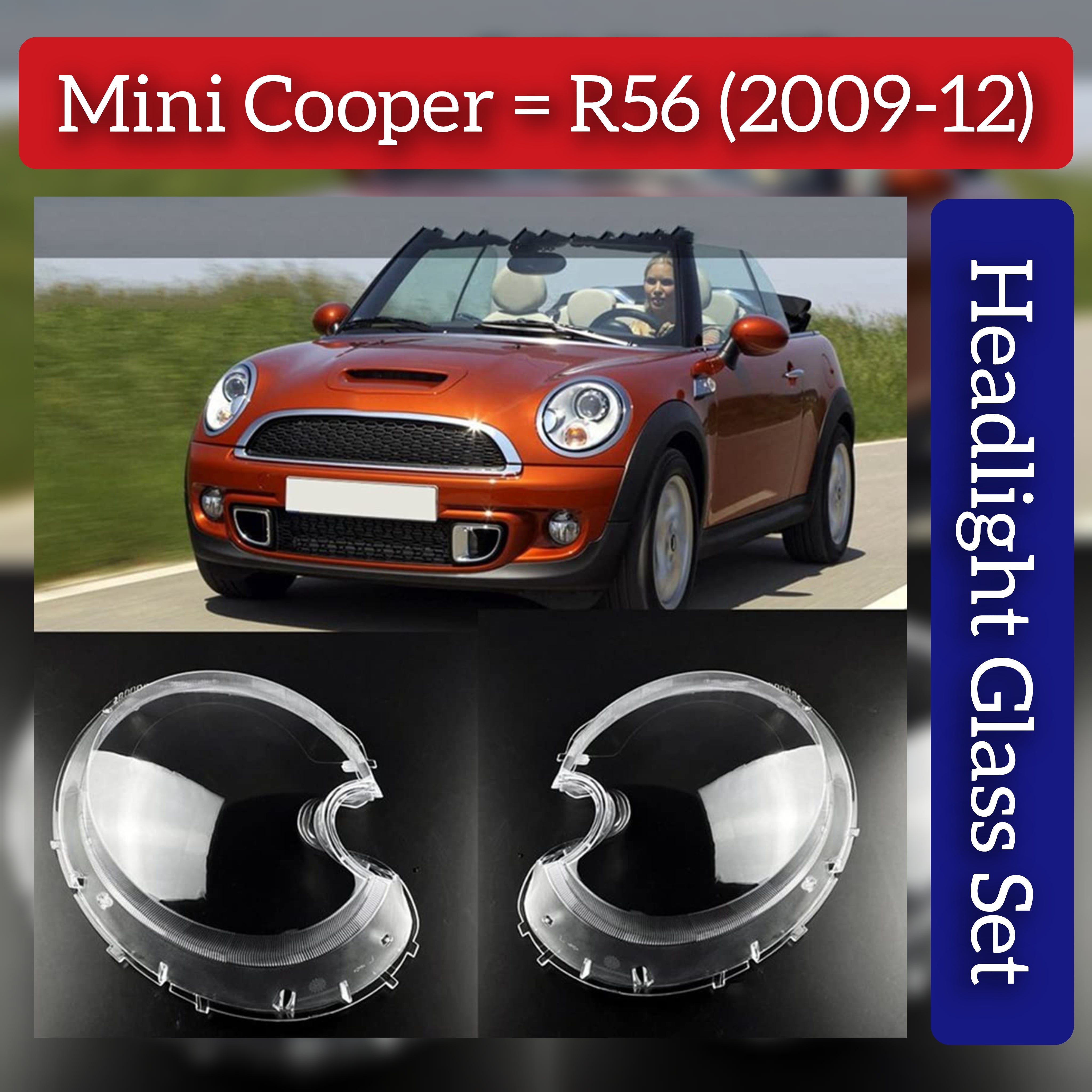 Front Headlight Glass Compatible with MINI Cooper R56 2009-2012