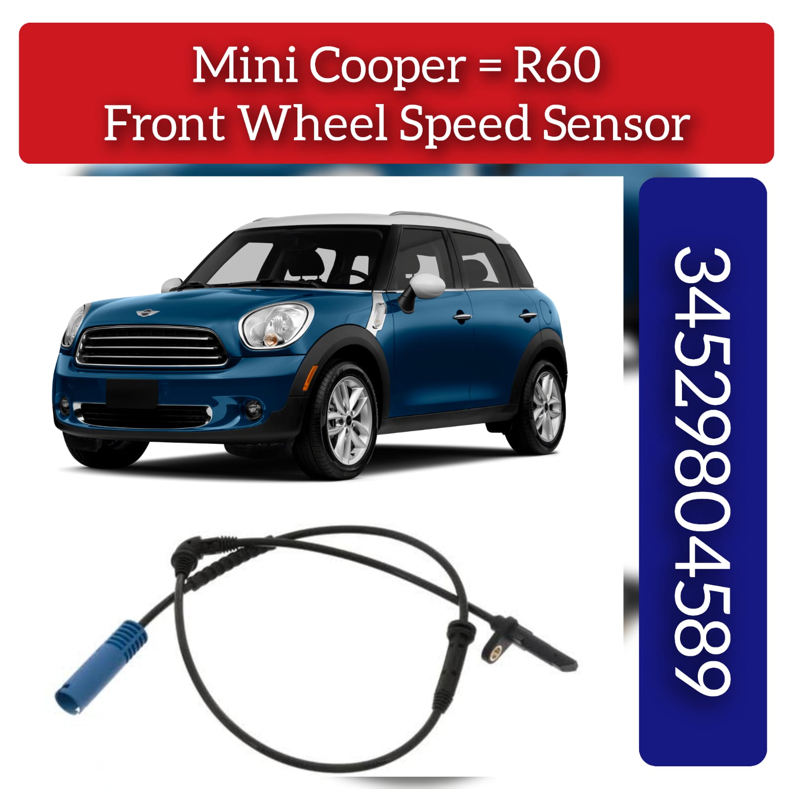 Front Left/Right ABS Wheel Speed Sensor 34529808193 34529804589 Compatible With MINI COUNTRYMAN R60