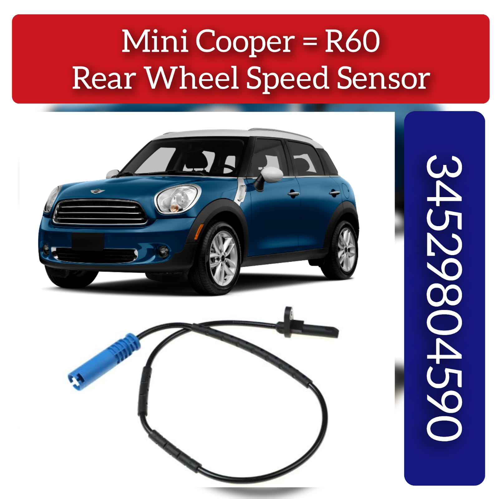 Rear Left/Right ABS Wheel Speed Sensor 34529808194 34529804590 Compatible With MINI COUNTRYMAN R60