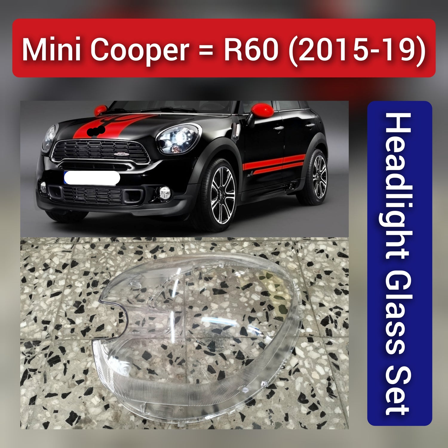 Front Headlight Glass Compatible With Mini Cooper R60 (2015-2019)