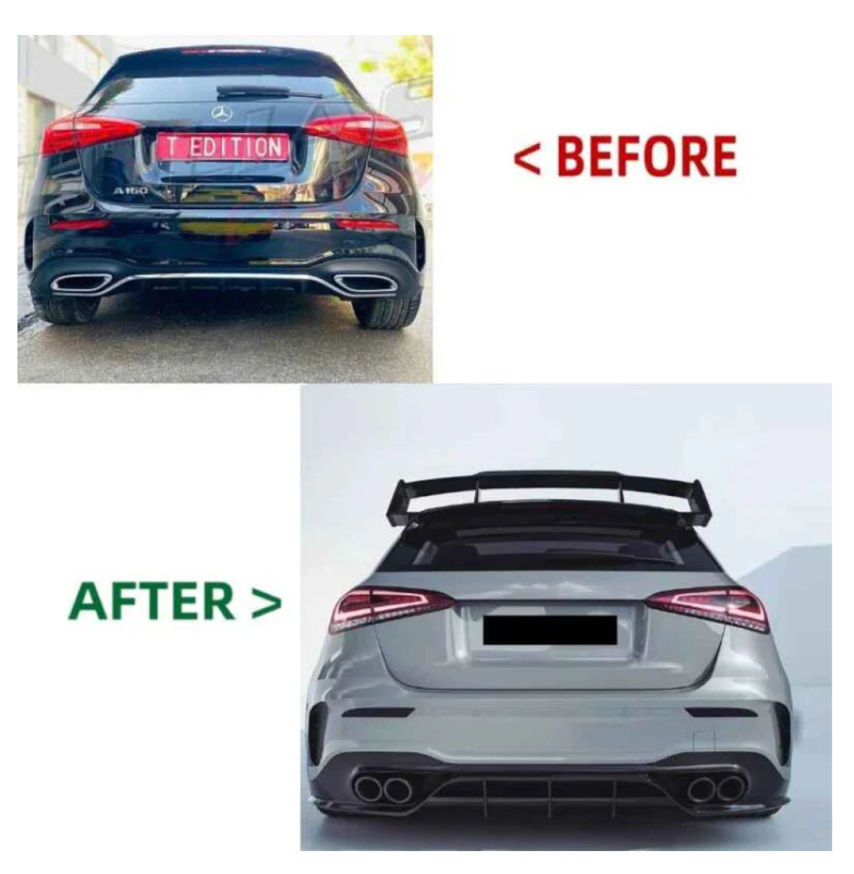 A To Z Compatible With Mercedes Benz A Class W177 (2018-2024) Rear Bumper Upgrade Convert To Amg Amg45s Bumper Body Kit For Hatchback Car GC W177-004 Hatchback CC-9468 (Shipping Cost Not Included In Price)