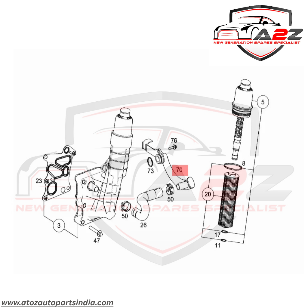 Water Hose Pipe 2712002352 A2712002352 Compatible With MERCEDES-BENZ C-CLASS W204 & E-CLASS W212 (2012–2015 )Tag-H-30
