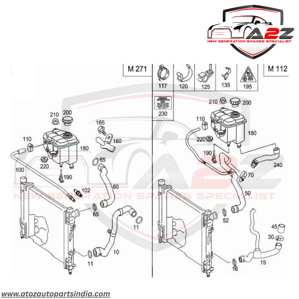 Radiator Hose Pipe 2035015582 Compatible with MERCEDES-BENZ C-CLASS W203 Tag-H-72