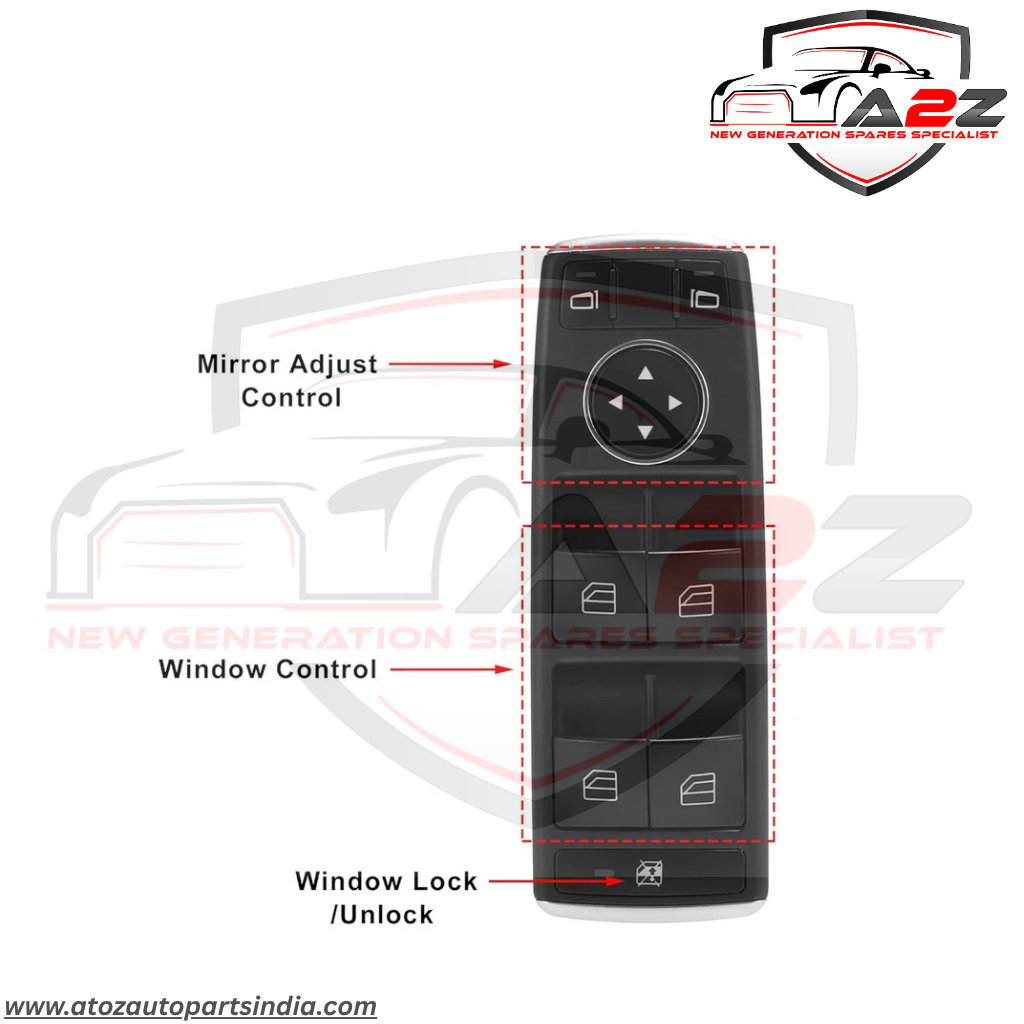 3 Pin Window Black Switch  Compatible with 204/212/207 2128208210 2048700151  2049055302  A2128208210 Mercedes-Benz E-CLASS W212 Tag-SW-06