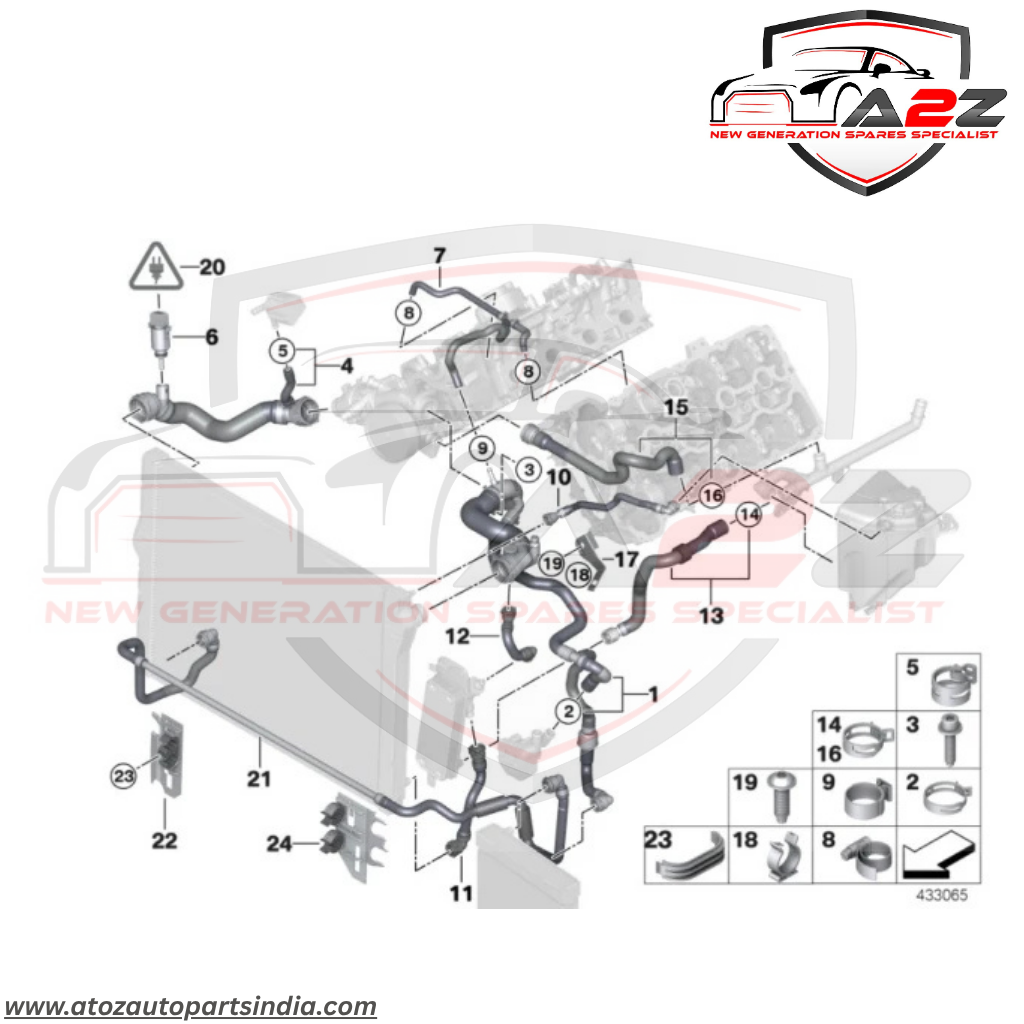 Coolant Hose Pipe 17127575430 Compatible With BMW 7 (F01, F02, F03, F04) Tag No.198