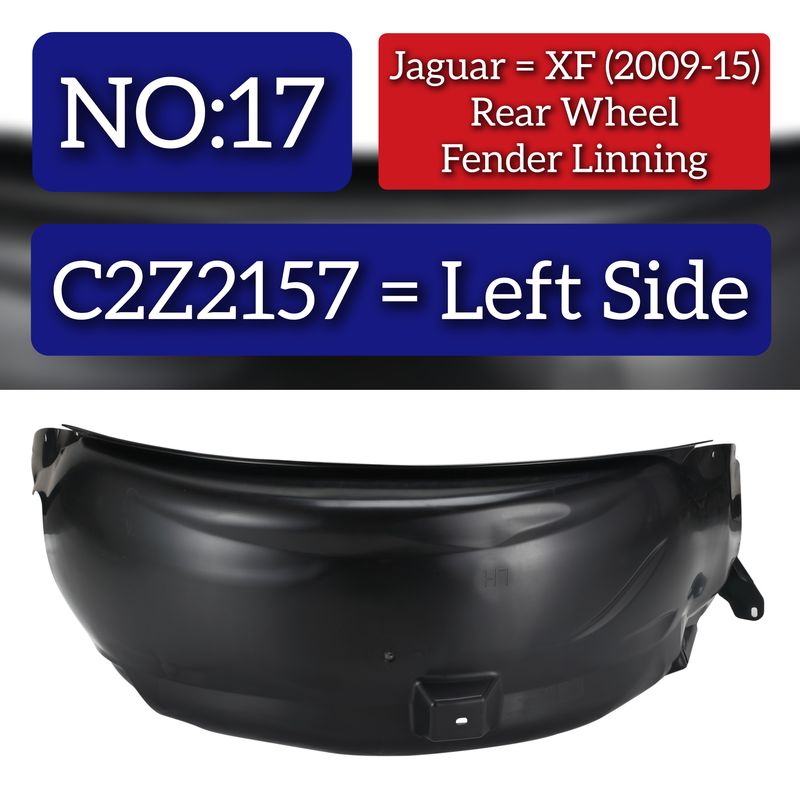 Rear Wheel Fender Linning Left C2Z2157 Compatible With Jaguar XF (2009-2015) Tag No.17
