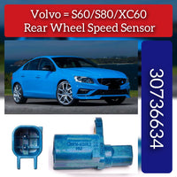 Rear Left/Right ABS Wheel Speed Sensor 30736634 30736895 31423573 31274612 31423573 32373145 30793635 Compatible With VOLVO S60 II (134) & S80 II (124) & XC60 I SUV (156)