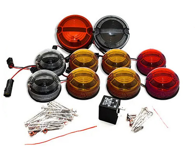 Front Rear Reverse Fog Side Lights 10PCs/Kit Smoke Lens Complete Led Lamp Upgrade Kit Compatible With Land Rover Defender 1990-2016