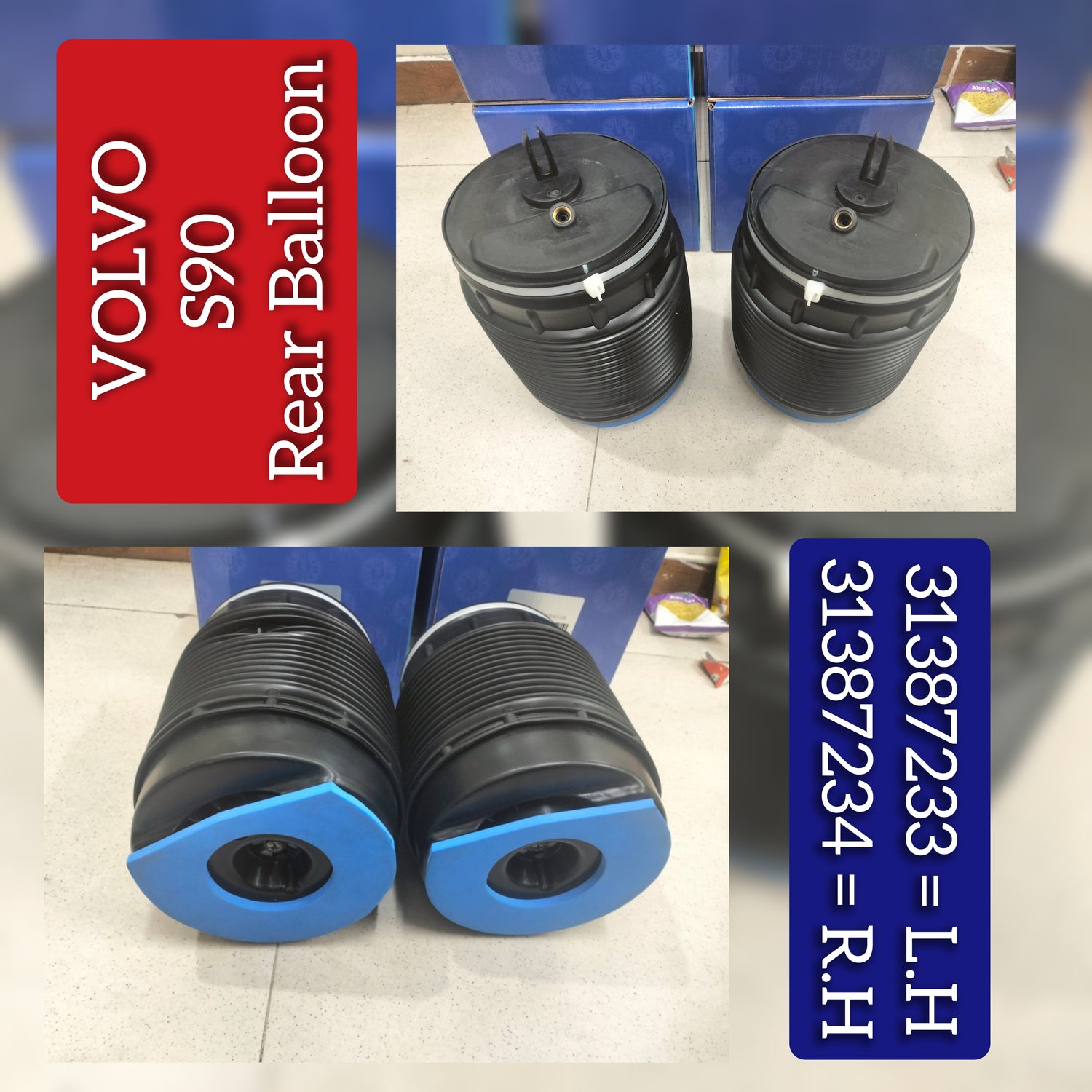 Rear Air Suspension Springs Right 31387234 & Left 31387233 31451887 31476428 31360714 31476427  Compatible With  VOLVO S90 &V90 II Estate (235) & XC60 II (246) & XC90 II (256)