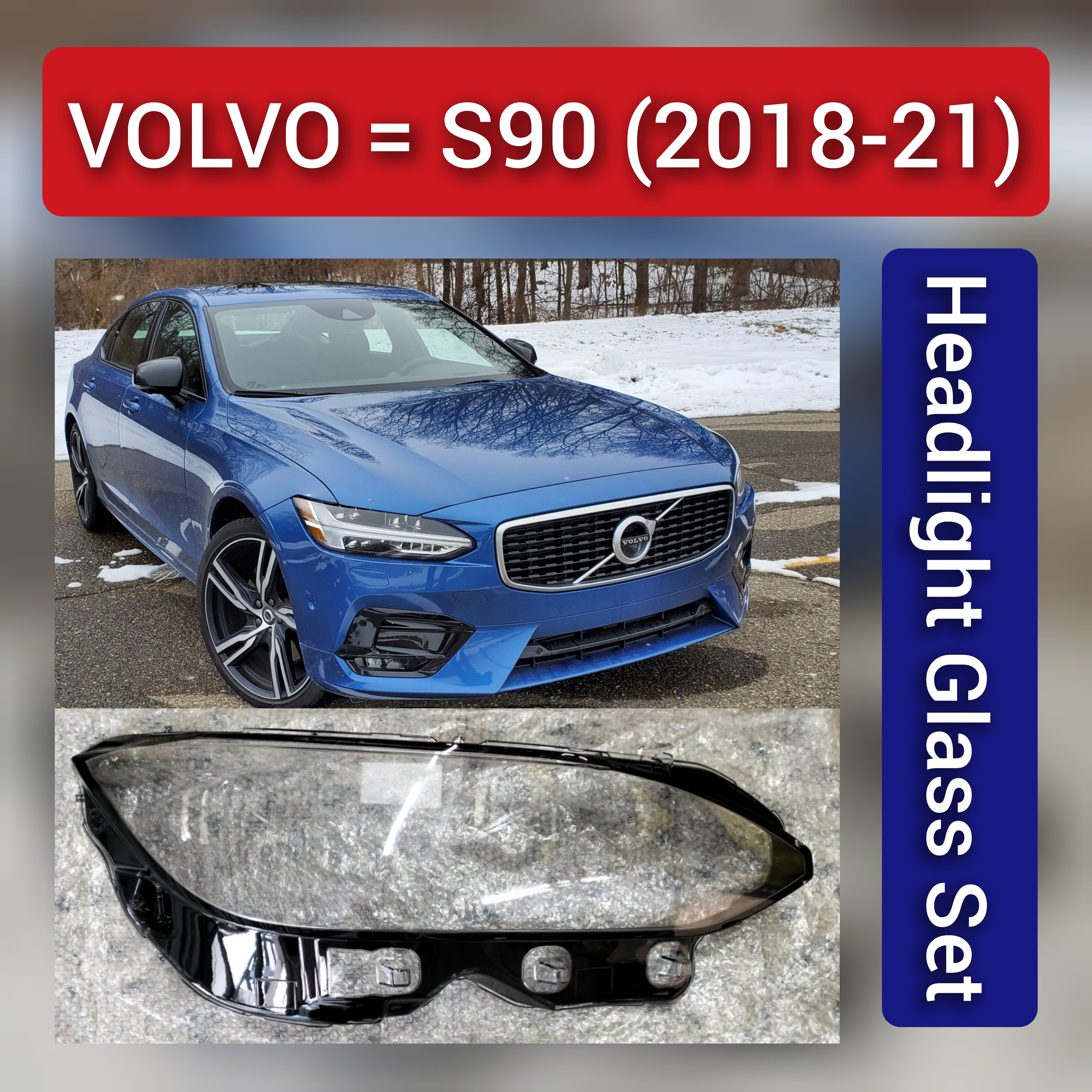 Front Headlight Glass Compatible with VOLVO S90 2018 - 2021.