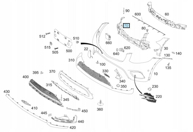 Front Bumper Support Center 2538850065 Compatible With MERCEDES-BENZ GLC X253 2016-2019 Tag No.982
