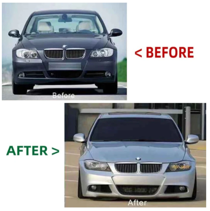 A TO Z Compatible With BMW 3 Series E90 (2005-2008) Front Bumper Upgrade Convert To M Sport Mt M Tech Body Kit Bumper With Fog Hole Mesh E90-002 Gc CC-9152 (Shipping Cost Not Included In Price)