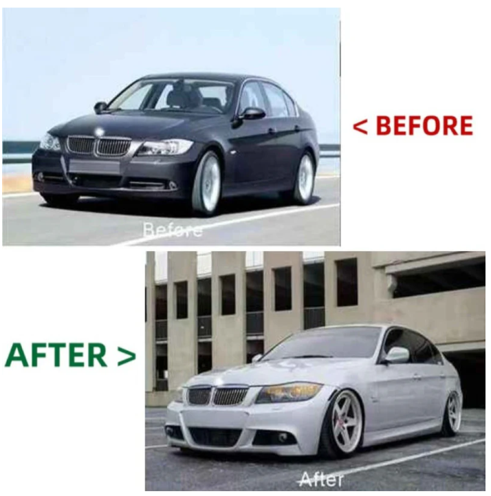 A TO Z Compatible With BMW 3 Series E90 (2005-2008) Front Bumper Upgrade Convert To M Sport Mt M Tech Body Kit Bumper With Fog Hole Mesh E90-002 Gc CC-9152 (Shipping Cost Not Included In Price)