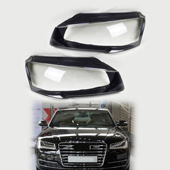 Car Front Headlight Transparent Lampshade Glass Headlight Lens cover compatible for AudiA8D4-2015-17.