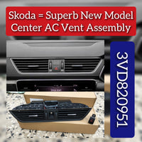 Black Ac Vent Grille Assembly Center 3VD820951  & Right & Left  Compatible With Skoda Superb (New Model)