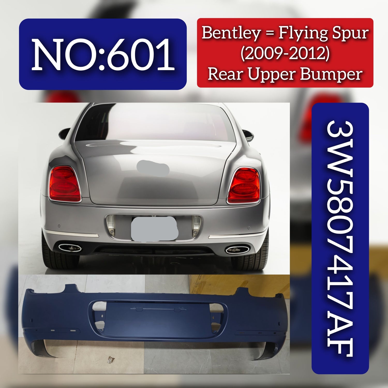 Rear Upper Bumper 3W5807417AF Compatible With Bentley Flying Spur (2009-2012) Tag No.601