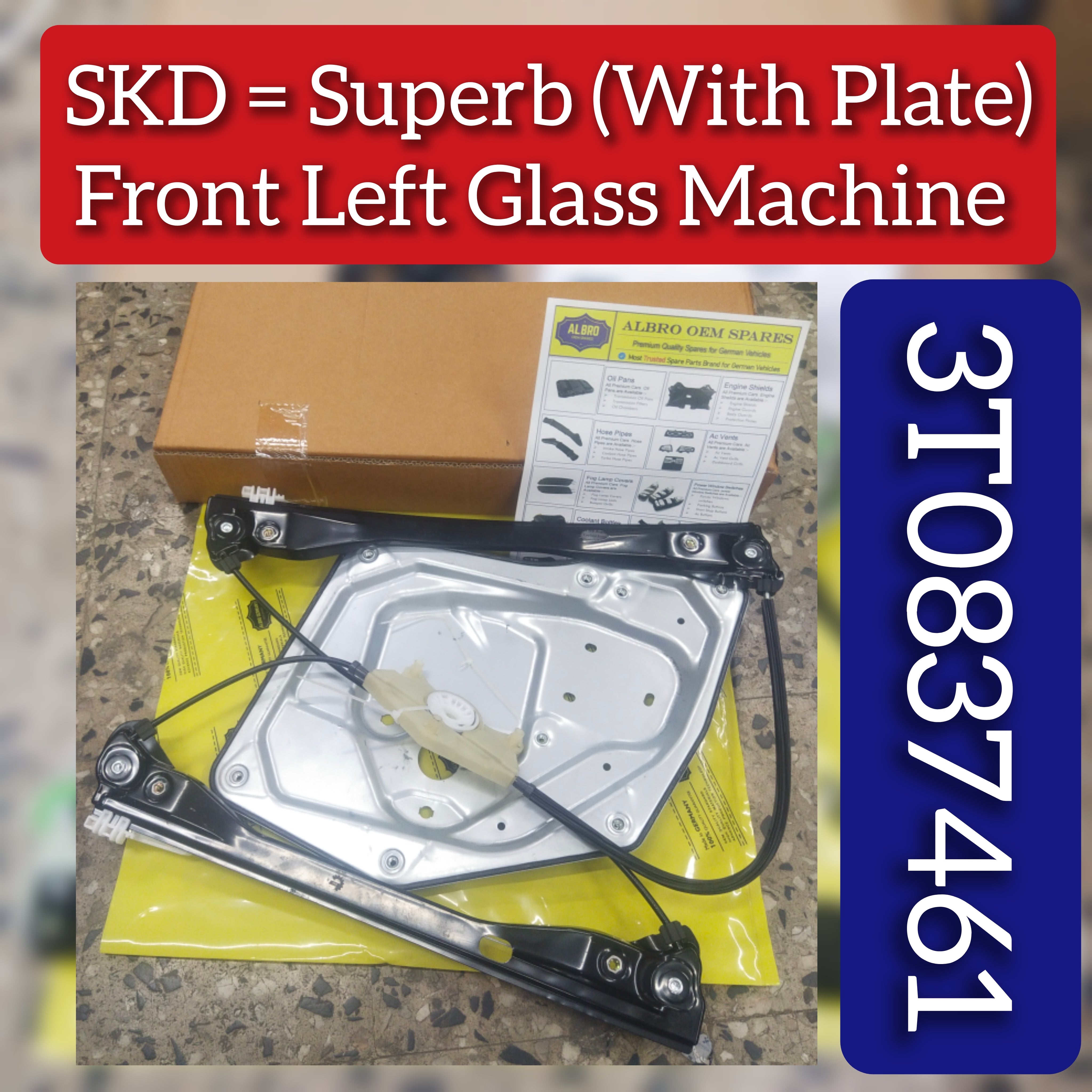 Front Left Glass Machine 3T0837461A 3T0837461 3TD837461 Compatible With SKODA SUPERB II (3T4)