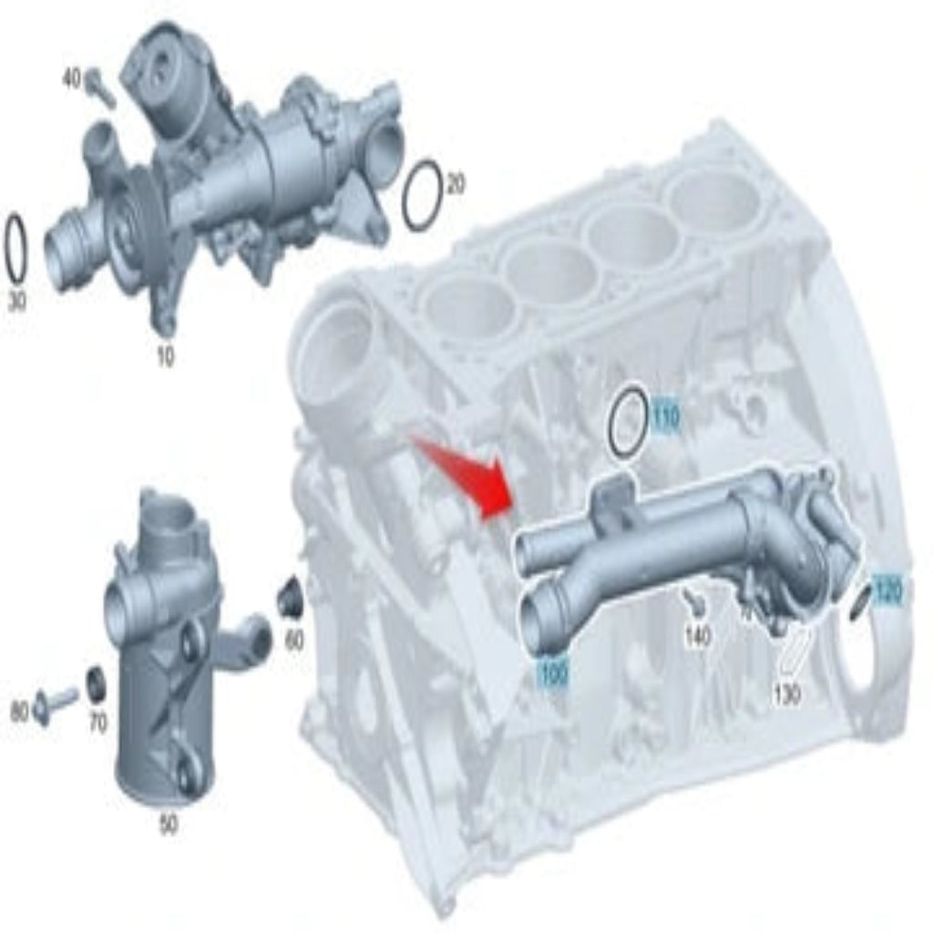 Elbow (Thermostat)  2742000615 2742003300 Compatible With MERCEDES-BENZ C-CLASS W205 & E-CLASS W212 W213 Tag-E-23