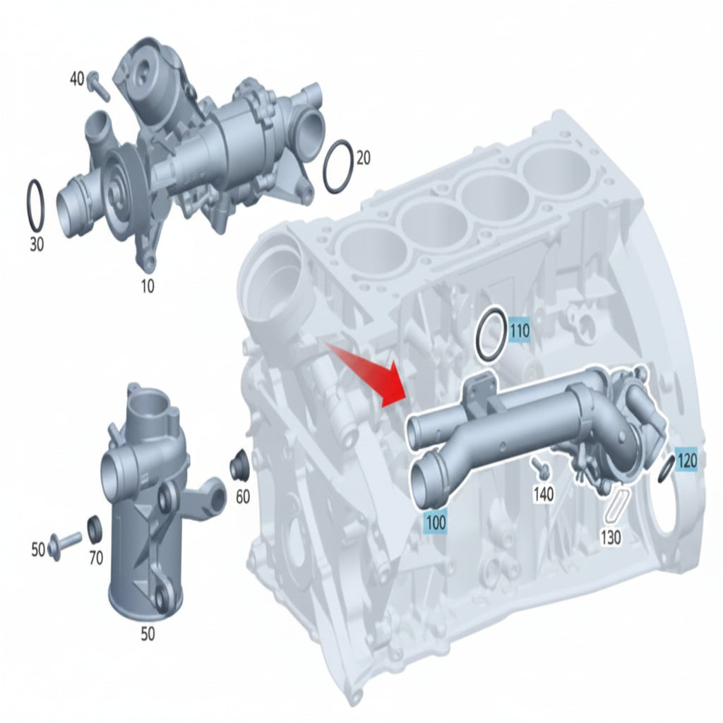 Coolant Thermostat Assembly 2742003300 2742000615 For MERCEDES-BENZ C-CLASS W205 & E-CLASS W212 W213 Tag-E-06