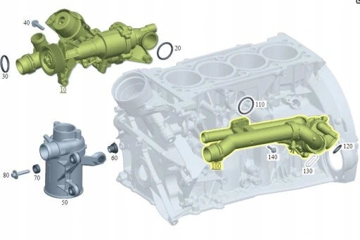 Coolant Thermostat 2742003100 2742000115 For MERCEDES-BENZ C-CLASS W205 & E-CLASS W212 W213 Tag-E-16