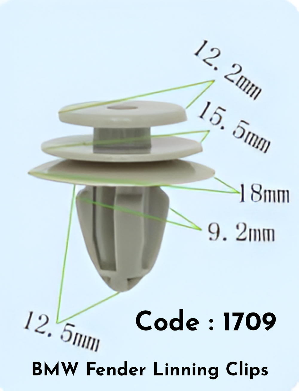 Fender Linning Clips (Set of 10) Code:1709 Compatible With BMW