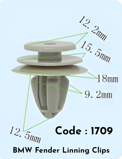 Fender Linning Clips (Set of 10) Code:1709 Compatible With BMW