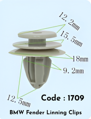 Fender Linning Clips (Set of 10) Code:1709 Compatible With BMW