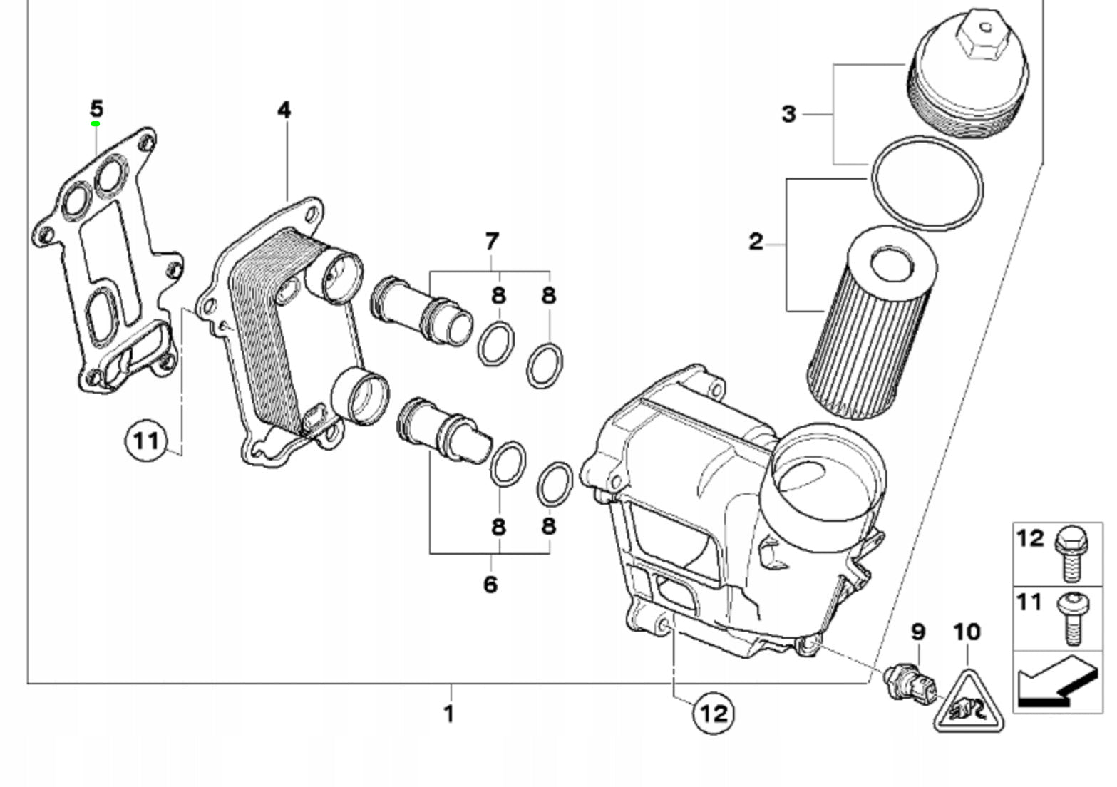 OIL COOLER PACKING (Gasket) 492.030 11427802114 Compatible With BMW X1 (E84) 3-SERIES (E90) 5-SERIES (E60) X3 (E83)