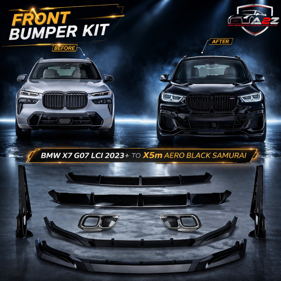 Front Bumper Body Kit Compatible with BMW X7 G07 Lci 2023+ To X5m Aero Black Samurai Style Upgrade | Shipping Cost Not Included