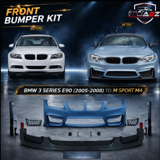 A To Z Compatible With BMW 3 Series E90 (2005-2008) Front Bumper Upgrade Convert To M Sport M4 Body Kit Bumper E90-035 Gc CC-9166 (Shipping Cost Not Included In Price)