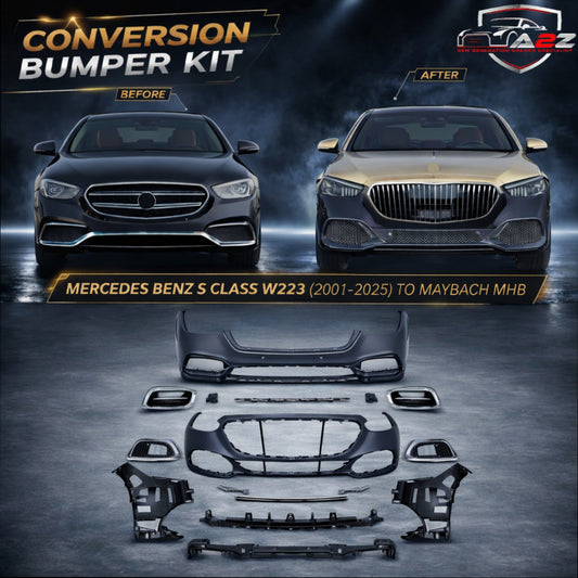 A To Z Compatible With Mercedes Benz S Class W223 (2021-2025) Car Upgrade To Maybach Mhb Bumper Body Kit Front After Lip Diffuser Exhaust Tips Fog Gril Cover Grill CC-8919 (Shipping Cost Not Included In Price)