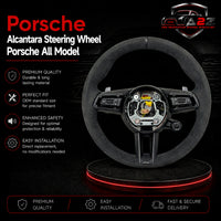 Alcantara Steering Wheel (Black Center Marker) Compatible With Porsche All Models