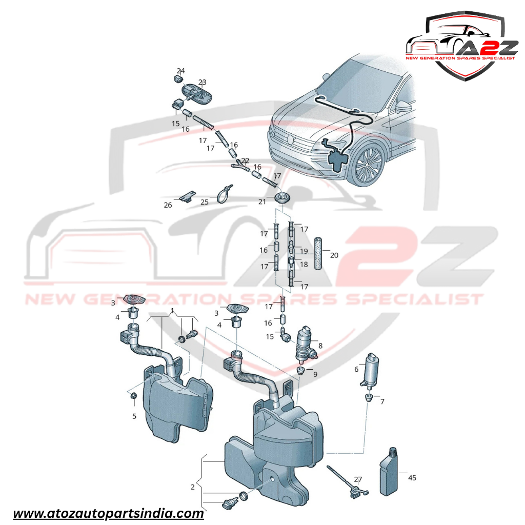Windshield Washer Pump 1KD955651A Compatible With AUDI A3 A4 A6 A8 Q3 Q5 Q7