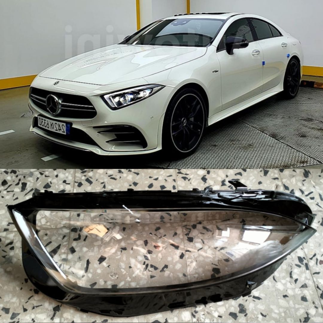 Car Front Headlight Lens Cover Transparent Lamp Shade Headlamp Shell Cover compatible for Benz = 257CLS (2018-21).