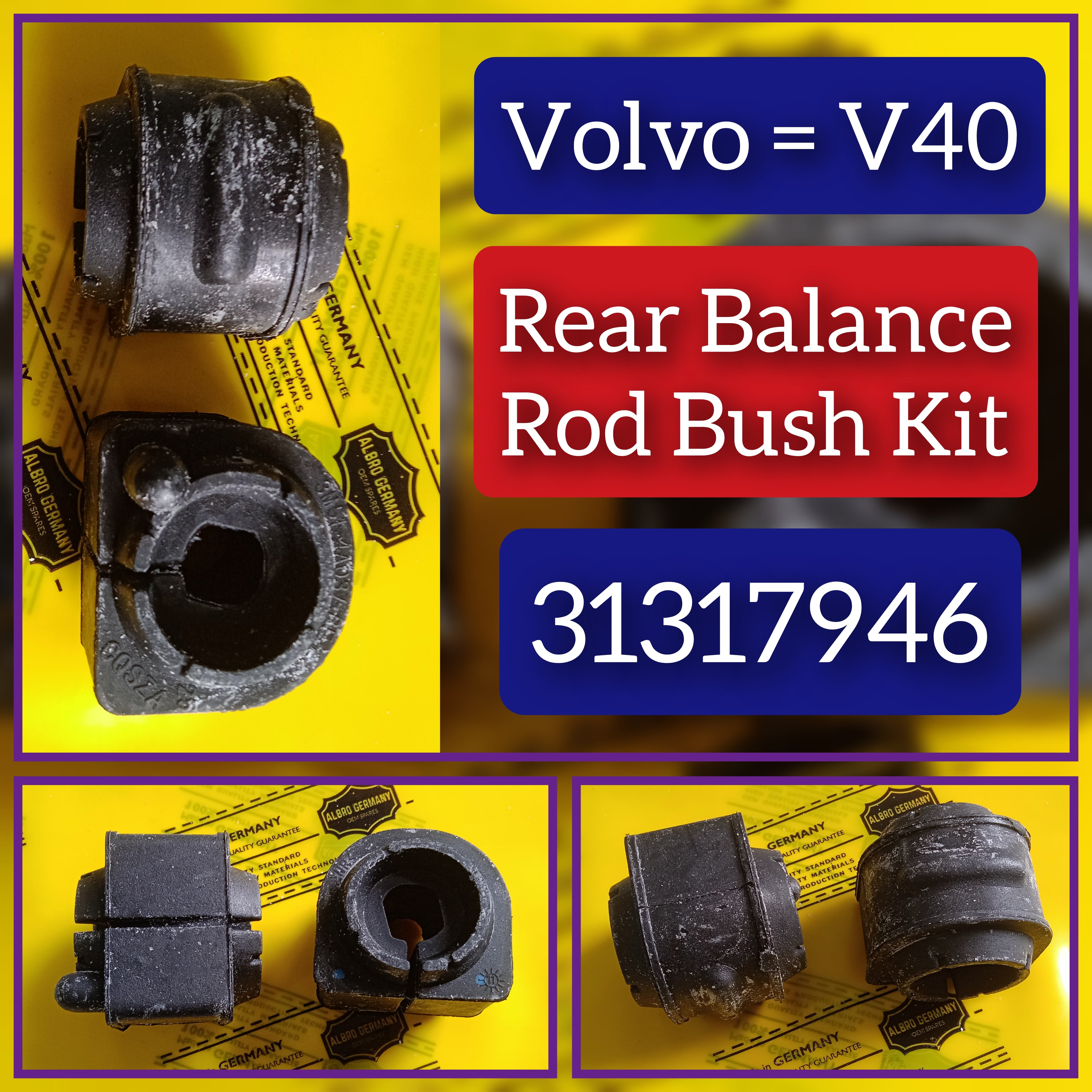 Rear Balance Rod Bush Kit 31317946 1254285 1301732 Compatible With VOLVO V40 Hatchback (525)
