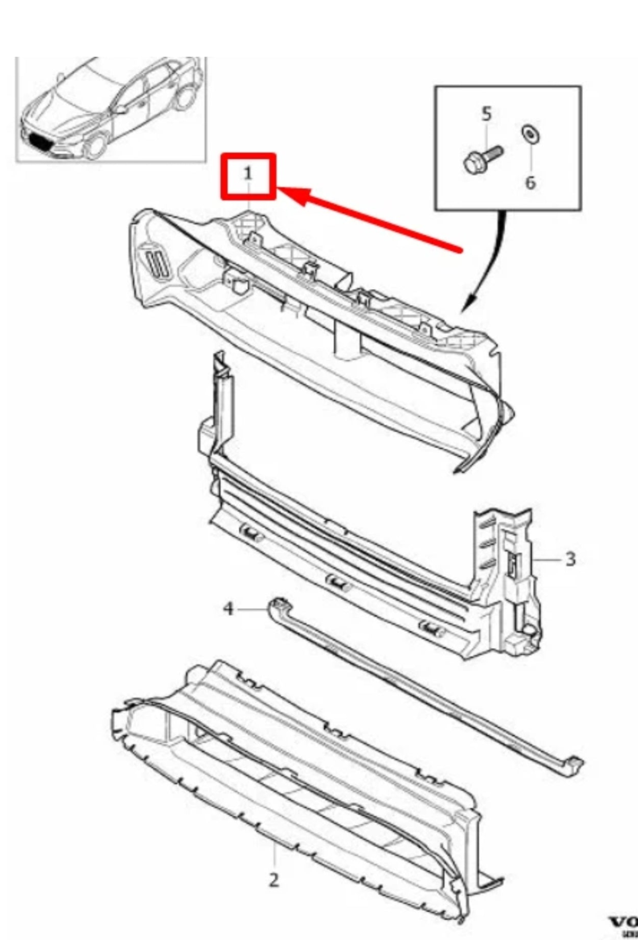 Radiator Support Upper Air Duct  31294094 Compatible With VOLVO V40 (2013-2019)