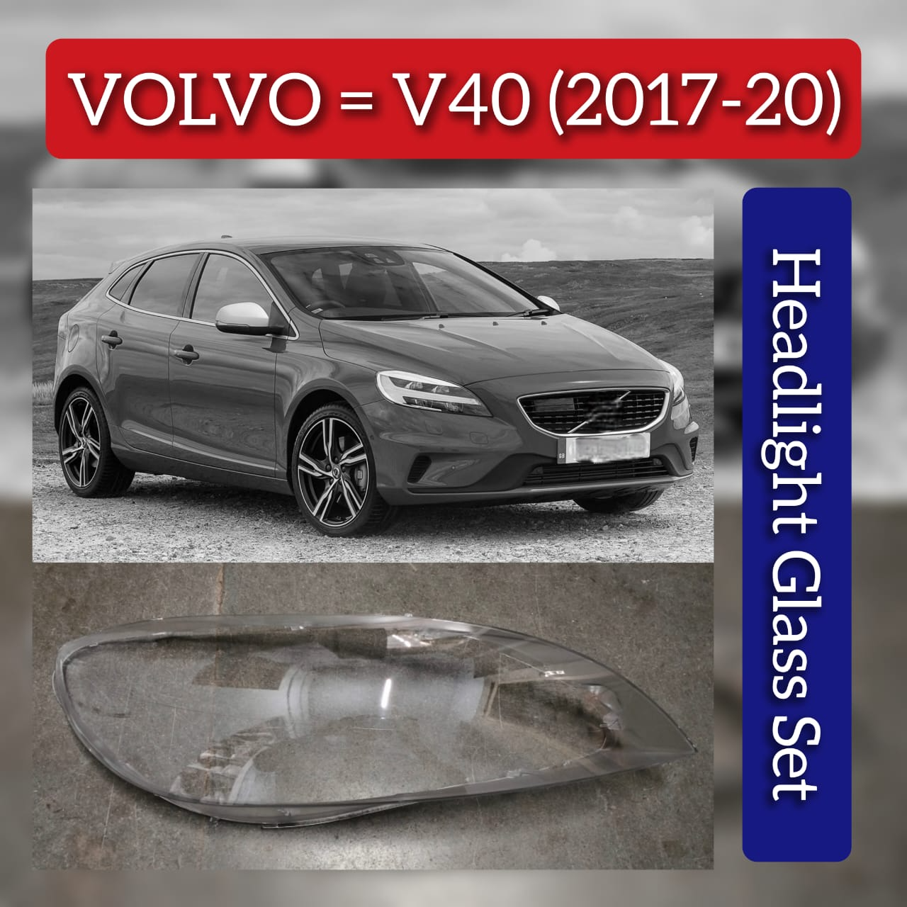 Front Headlight Glass Compatible With VOLVO V40 2017-2020