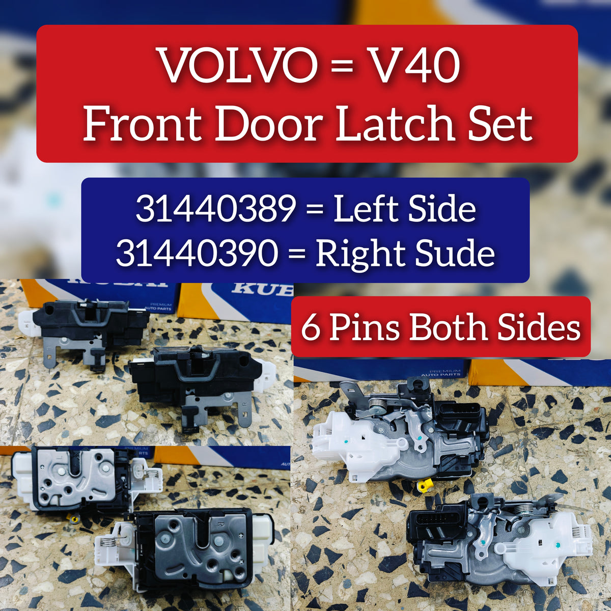 Front Door Latch Left 31440389 Right 31440390 Compatible With VOLVO V40 Cross Country (2012-19) (526) & V40 Hatchback (525)