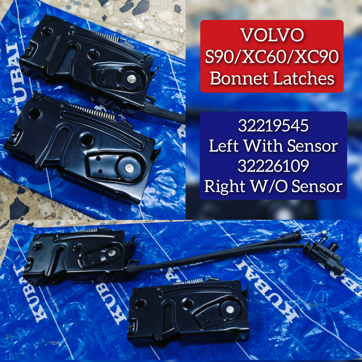 Bonnet Latch Left 32219545A & Right 32226109A Compatible With Volvo S90 (2017-2022)