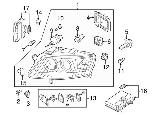 LED Headlight Daytime Running Light Module 4F0941329D Compatible With AUDI A6 C6 (4F2) | A6 / S6 Q7 (4LB) Tag No.264