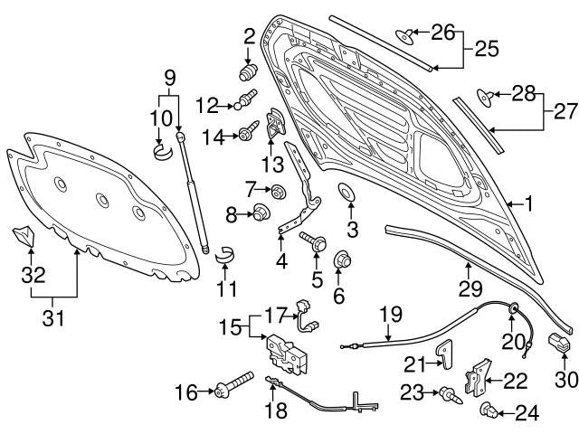 Engine Hood Insulation Bonnet Pad 5G0863831 Compatible With Volkswagen GOLF 7 (2015-19)