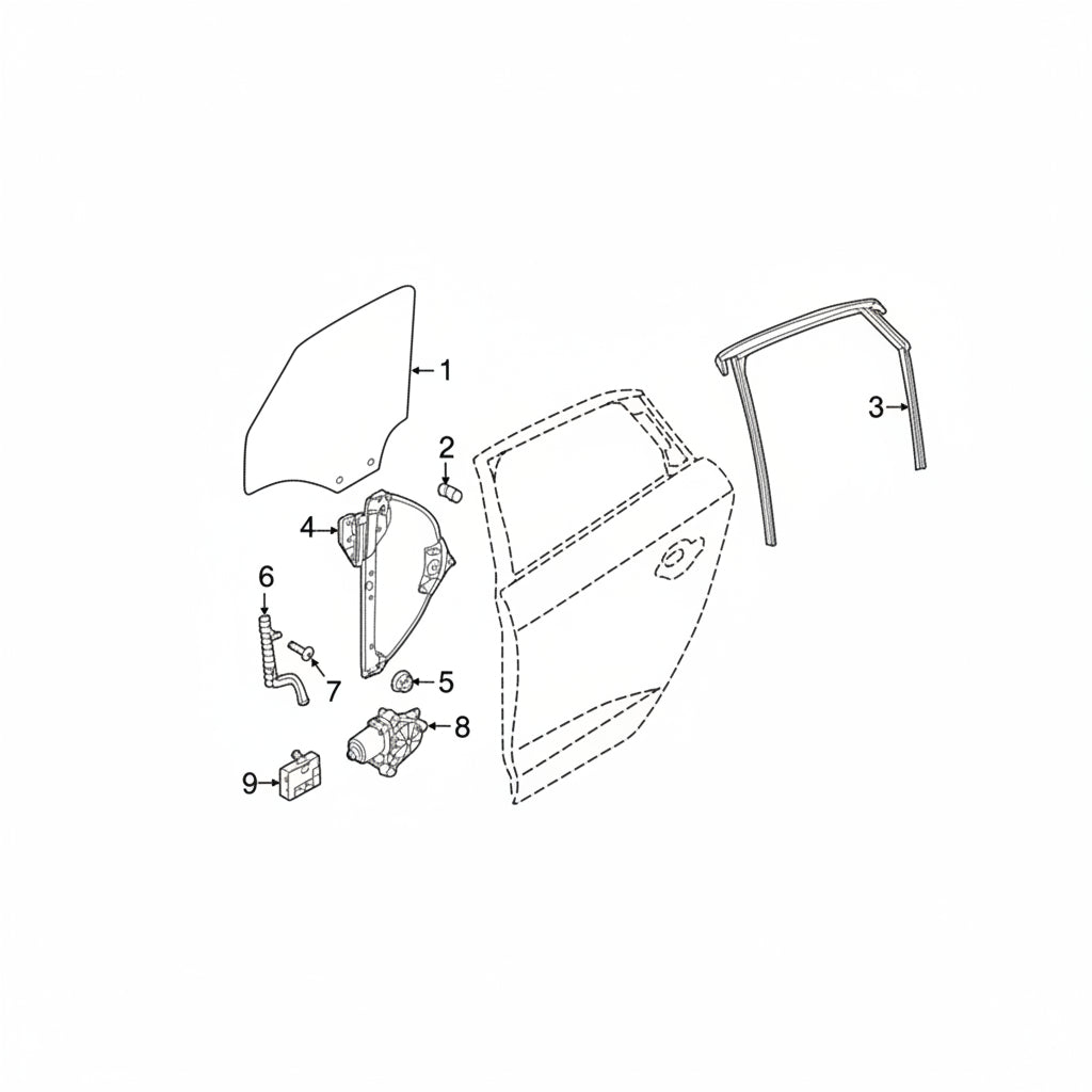 Rear Right Glass Machine Without Motor 8V4839462 Compatible With AUDI A3