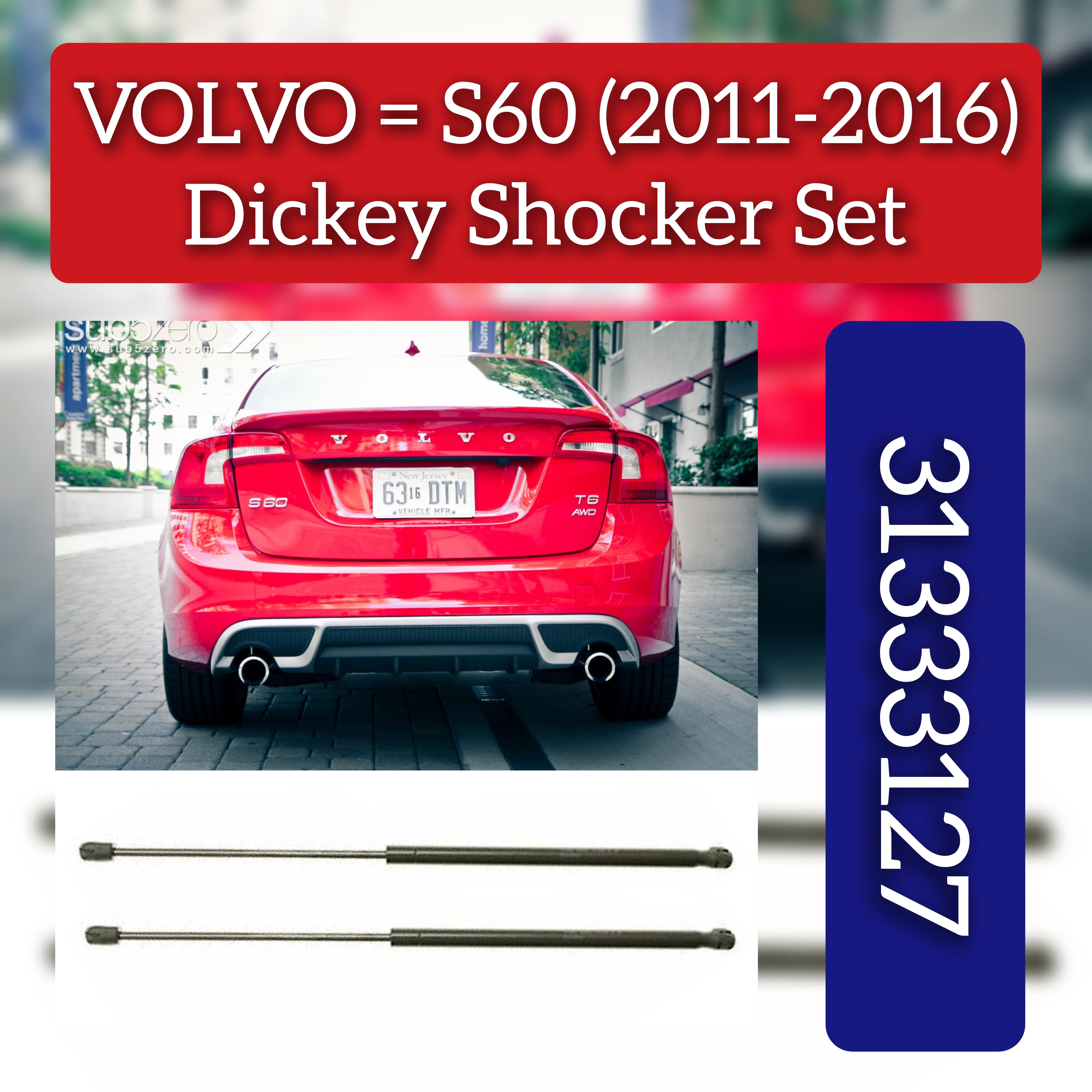 Rear Tailgate Trunk Lid Return Shock Spring Left & Right 31333127 Compatible with VOLVO S60 II (134)