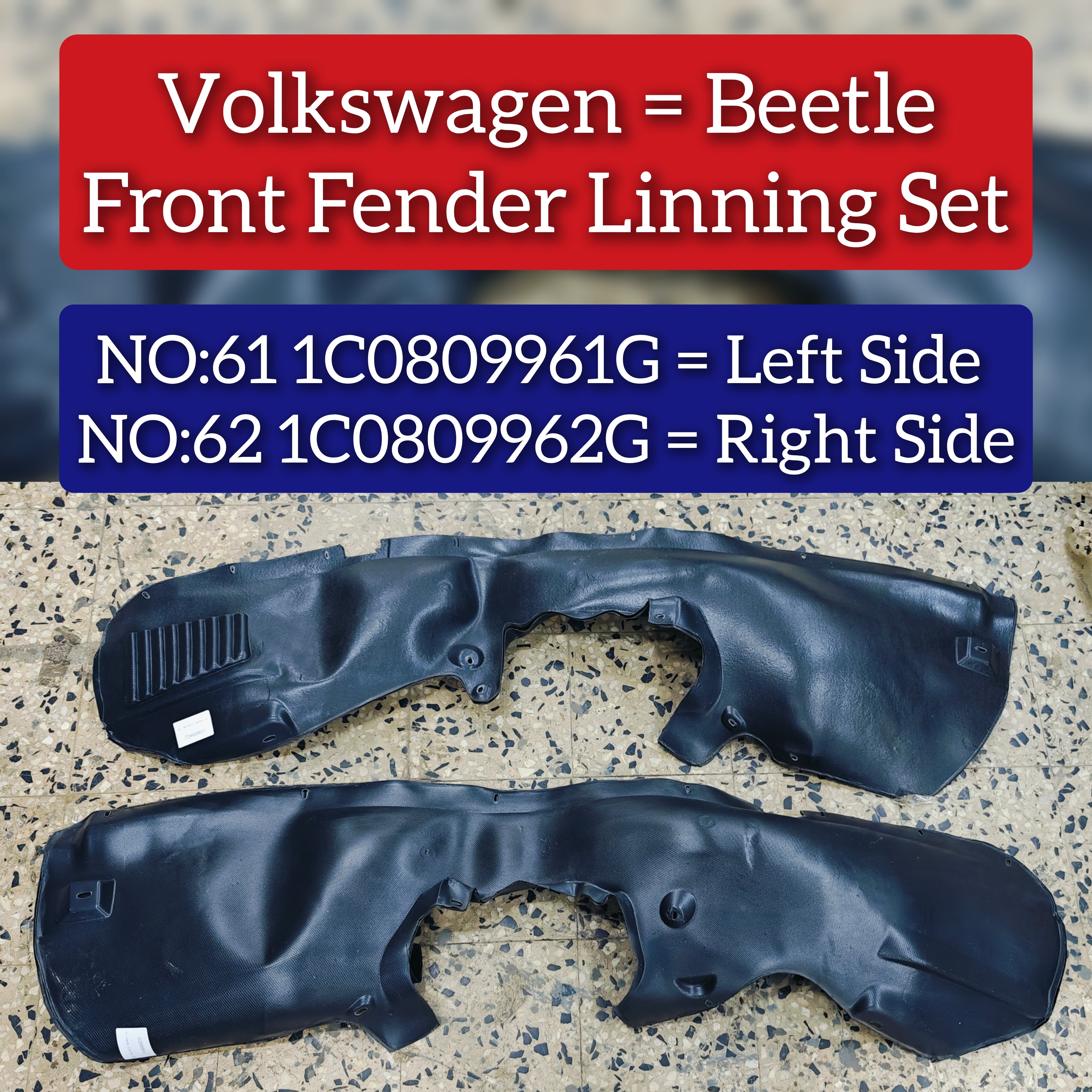 Front Left Fender Liner 1C0809961G Fronr Left Liner 1C0809962G Compatible With VW NEW BEETLE (9C1, 1C1)(2014-2016)