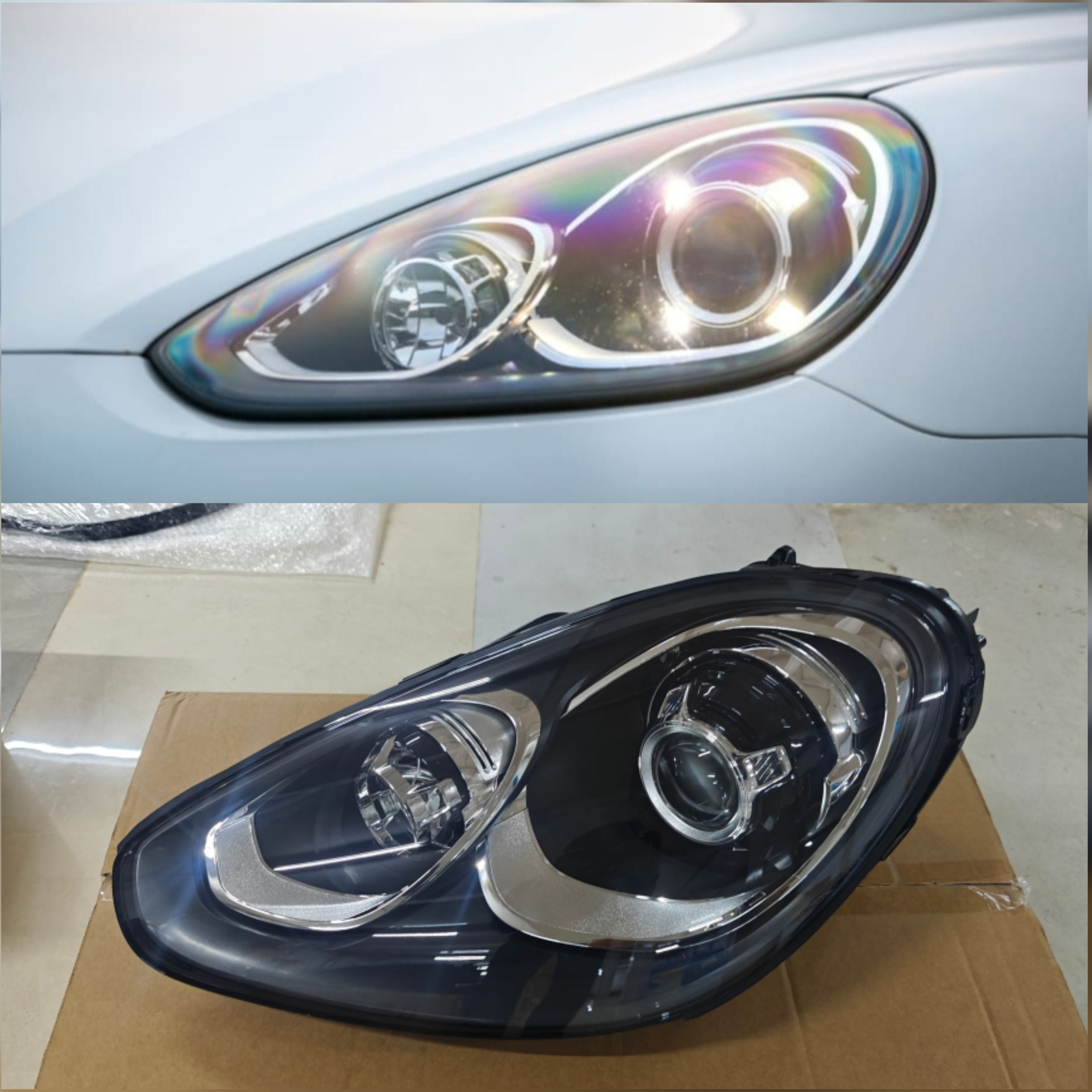 Low Profile Complete Headlight Assembly Left 95863117530 & Right 95863117630 Compatible With Porsche Cayenne (2015-2017) Tag No.252