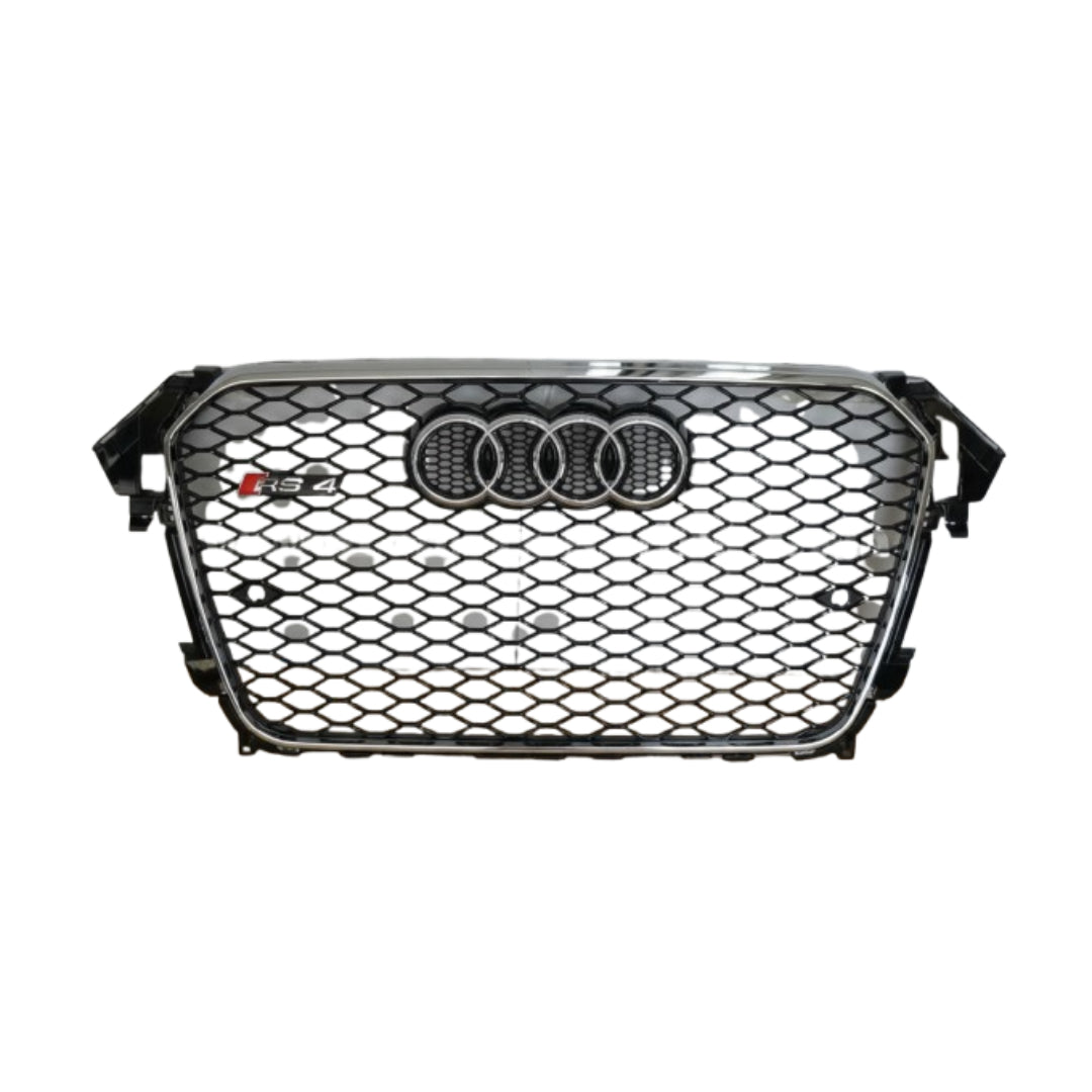 RS4 Black And Chrome Honeycomb Show Gril Audi Compatible With A4 B8 Facelift (2013-16) Tag No.13