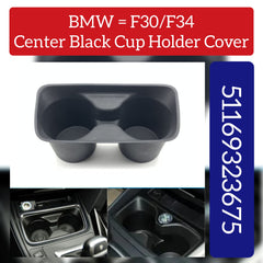 Center Black Cup Holder Cover 51169323675 Compatible With BMW 3-Series F30 & F34